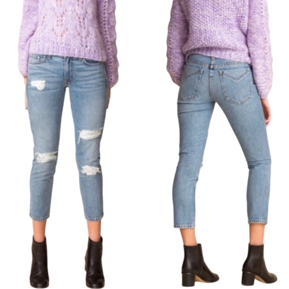 Derek Lam 10 Crosby Mila Mid Rise Girlfriend Slim Distressed Jeans 27